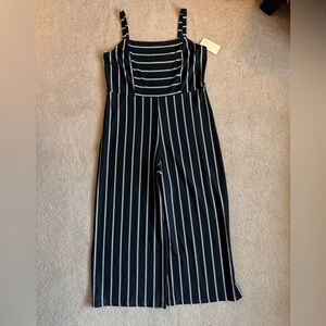Black and White Striped Jumpsuit